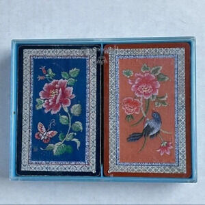 Hallmark Playing Cards Floral Bird Butterfly Complete 2 Sets Of Cards Oriental